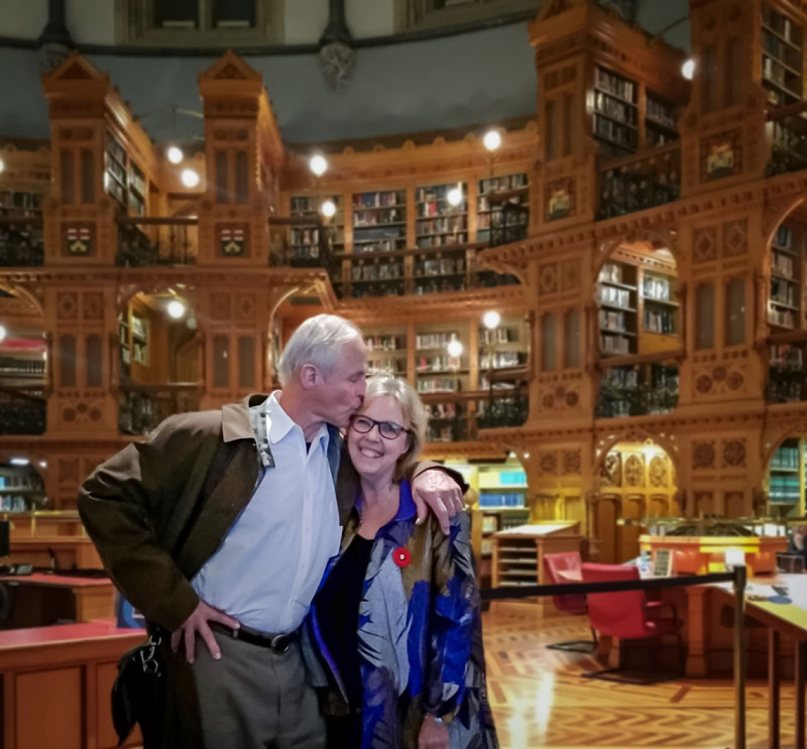 Elizabeth and John Kidder in the Library of Parliament