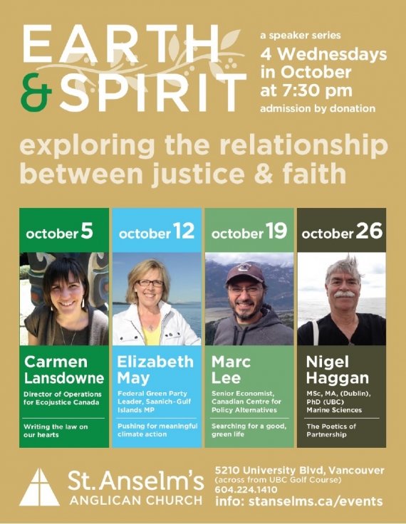 St. Anselm's Earth and Spirit Speakers series poster 